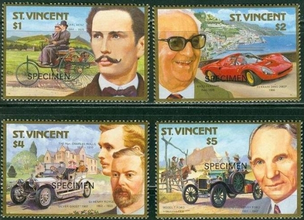 1987 Century of Motoring SPECIMEN Overprinted Stamps