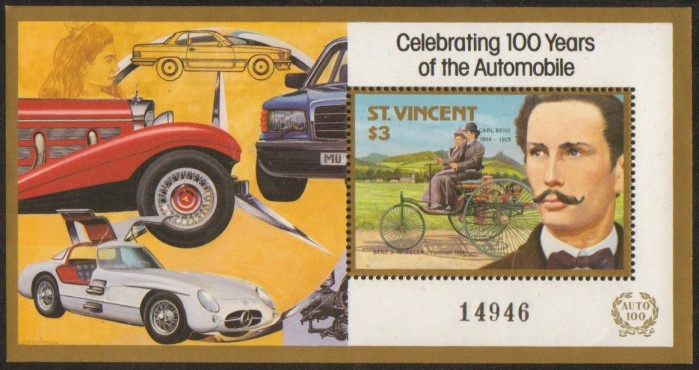 1987 Century of Motoring $3.00 Souvenir Sheet