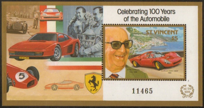 1987 Century of Motoring $5.00 Souvenir Sheet