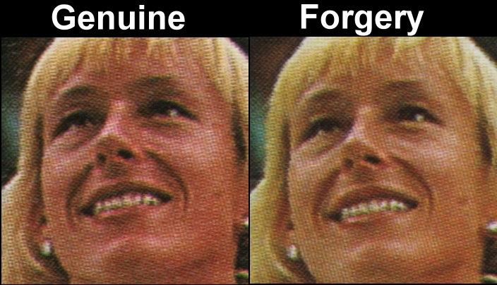 Saint Vincent 1987 Tennis Players $1.75 Martina Navratilova Fake with Original Screen and Color Comparison of the Face