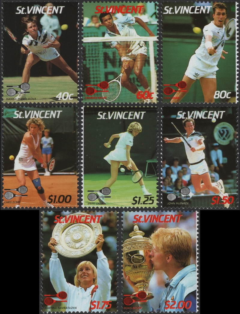 Saint Vincent 1987 Wimbleton Tennis Players Stamp Forgery Set