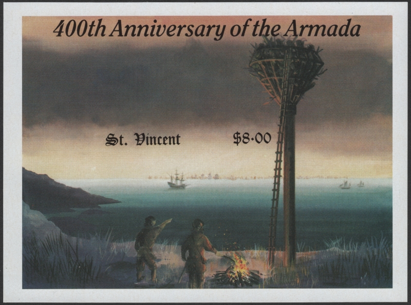 Saint Vincent 1988 Spanish Armada Imperforate Souvenir Sheet Stamp Forgery