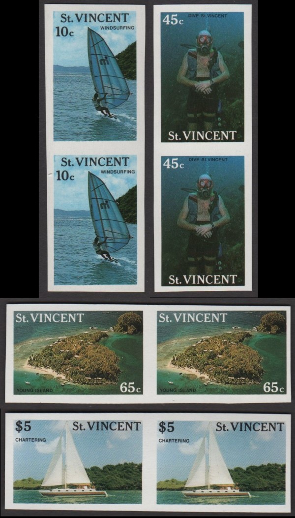 Saint Vincent 1988 Tourism Imperforate Proof Stamp Set