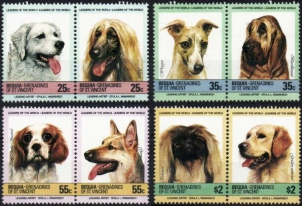 1985 Leaders of the World Dogs Stamps
