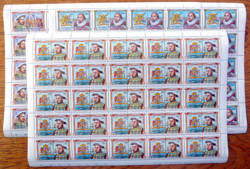 Saint Vincent Grenadines 1983 Leaders of the World British Monarchs Original print Stamp Pane