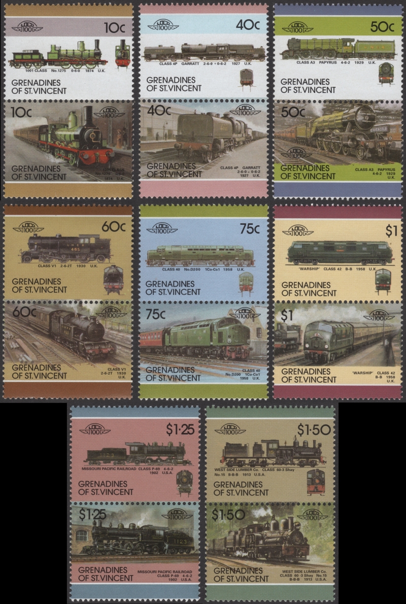 Saint Vincent Grenadines 1987 Leaders of the World Locomotives 7th Series Forgery Set