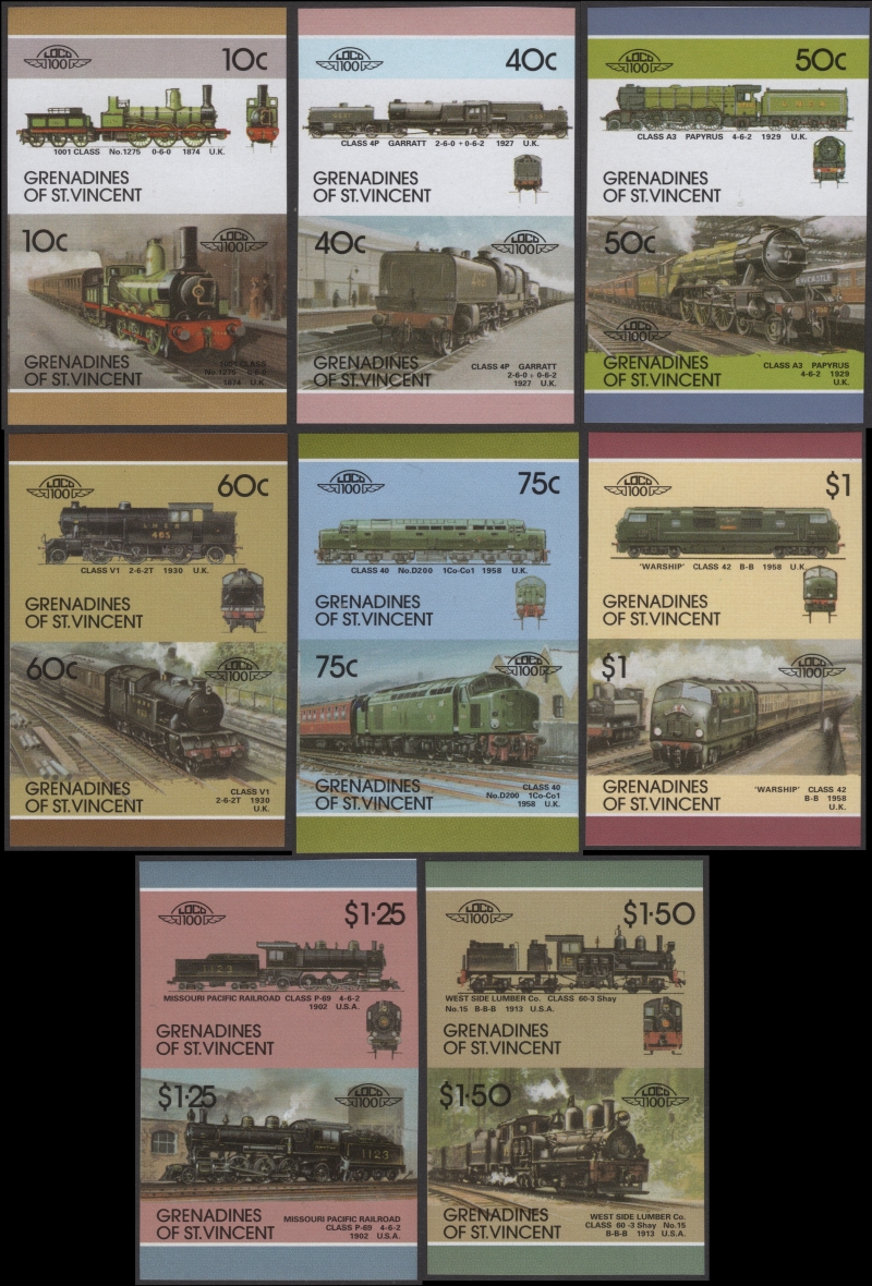 Saint Vincent Grenadines 1987 Leaders of the World Locomotives 7th Series Imperforate Forgery Set