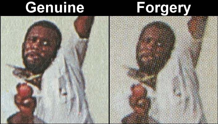 Saint Vincent Grenadines 1988 Cricket Players Forgery with Genuine Screen and Color Comparison of M.D. Marshall