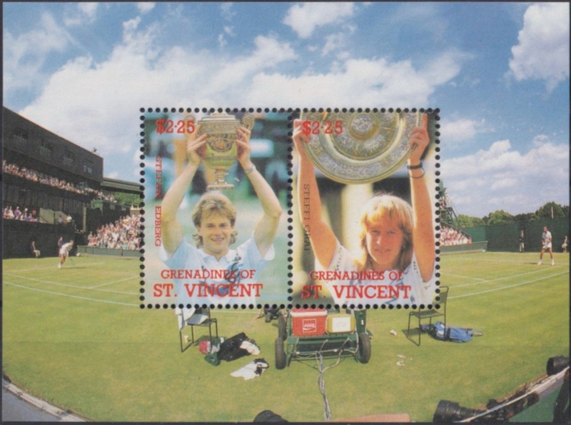 Saint Vincent Grenadines 1988 Tennis Players Genuine Perforated Souvenir Sheet