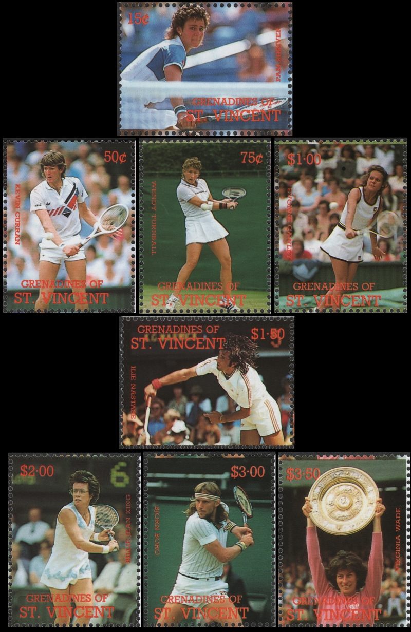 Saint Vincent Grenadines 1988 Wimbleton Tennis Players Stamp Forgery Set
