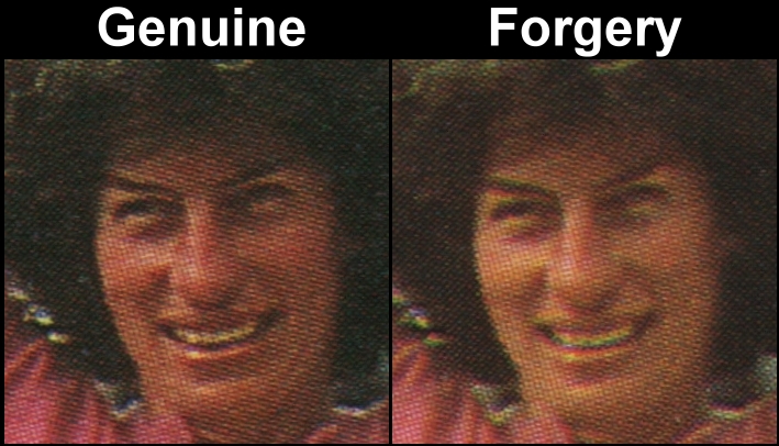 Saint Vincent Grenadines 1988 Tennis Players $3.50 Virginia Wade Fake with Original Screen and Color Comparison of the Face