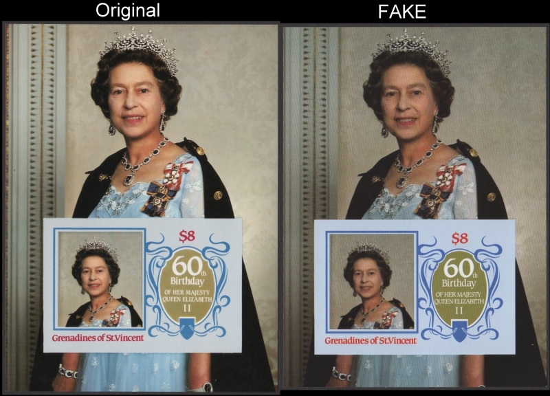 1986 60th Birthday of Queen Elizabeth Fake with Original Souvenir Sheet