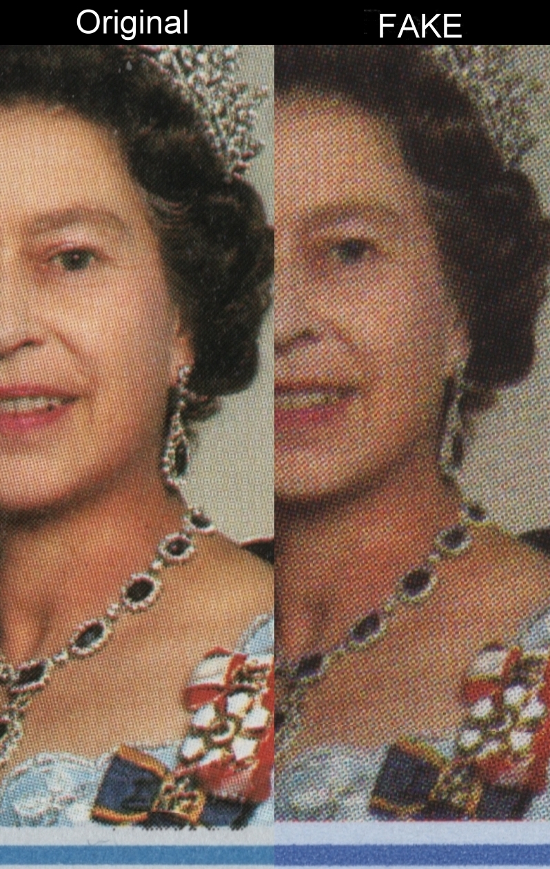 1986 60th Birthday of Queen Elizabeth Fake with Original Souvenir Sheet Image Screen and Color Comparison
