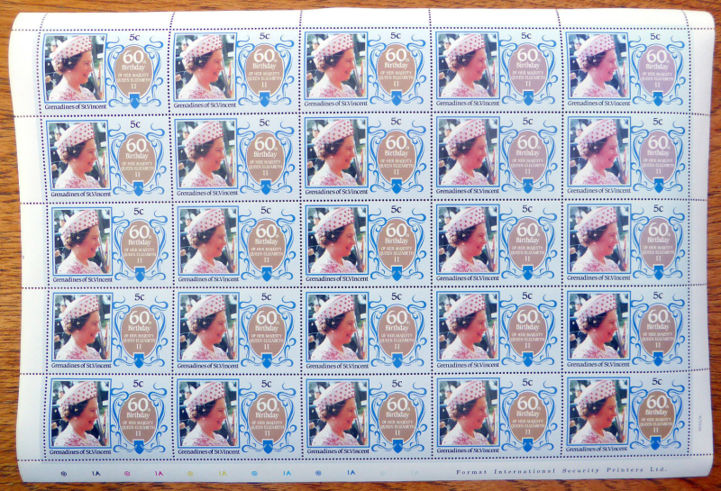 1986 60th Birthday of Queen Elizabeth Original print Stamp Pane