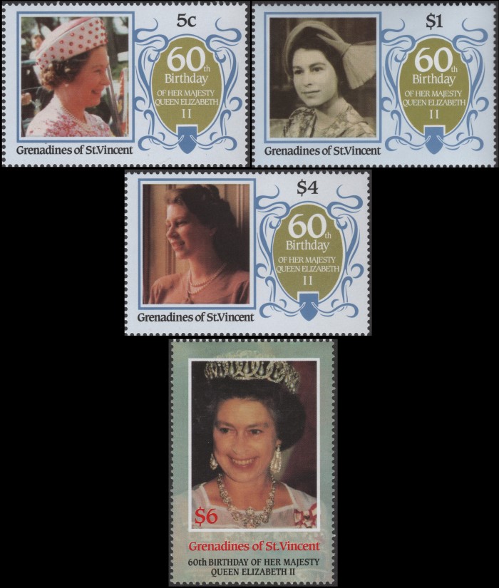 Saint Vincent Grenadines 1986 60th Birthday of Queen Elizabeth II Forgery Set