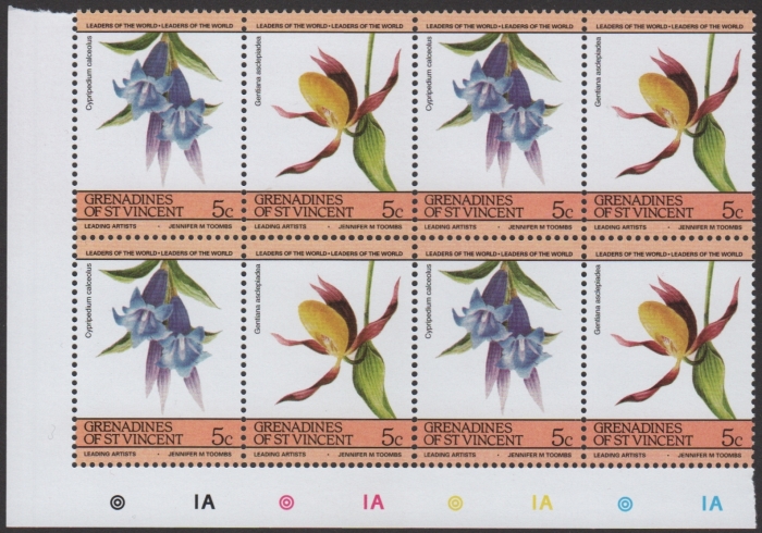 1985 Flowers Fake Stamp Corner Block