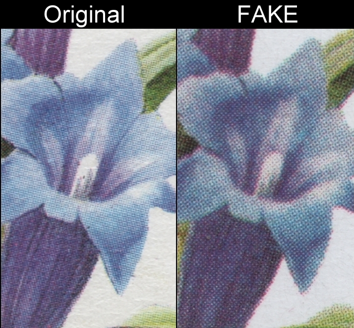 1985 Flowers Fake with Original Screen and Color Comparison