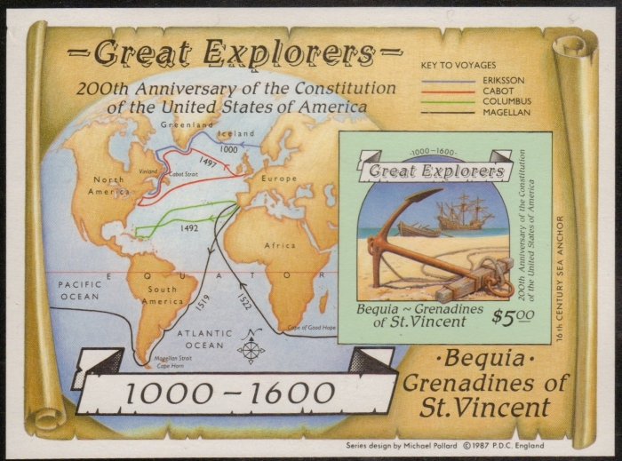 1988 Explorers Imperforate Proof Souvenir Sheet