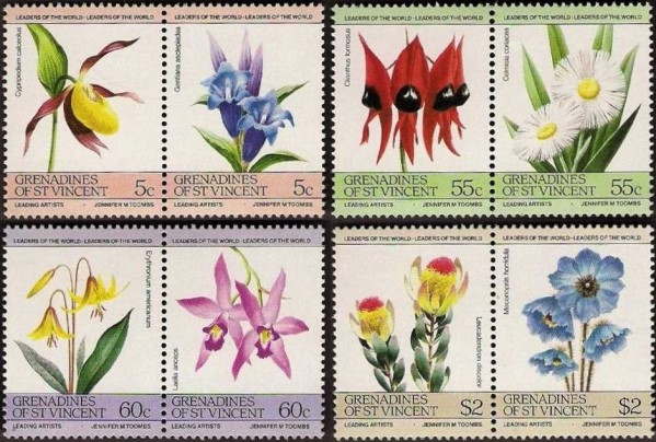 1985 Leaders of the World Flowers Stamps