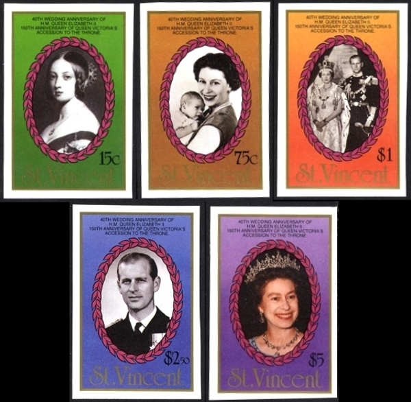 1987 Royal Ruby Wedding Imperforate Proof Stamp Set