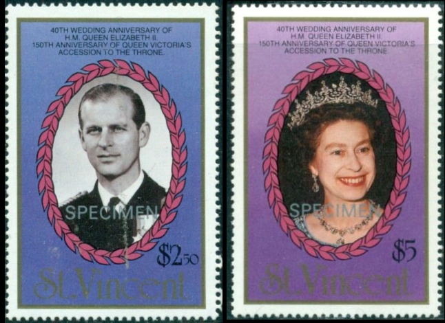 1987 Royal Ruby Wedding SPECIMEN Overprinted Stamps
