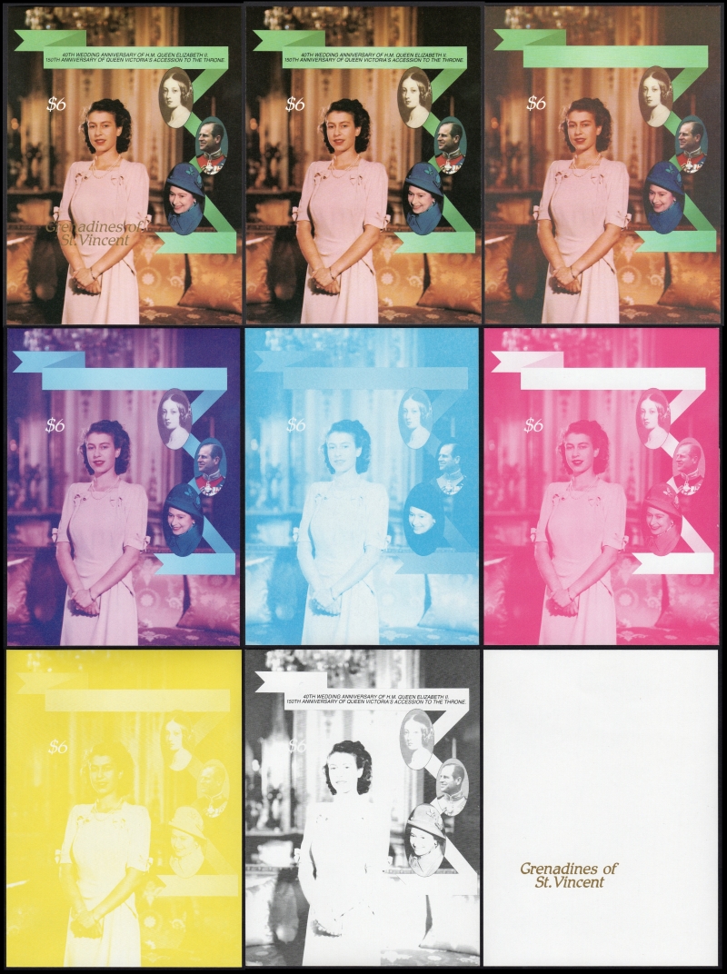 Saint Vincent Grenadines 1987 Royal Ruby Wedding Color Proof Set of the Souvenir Sheet