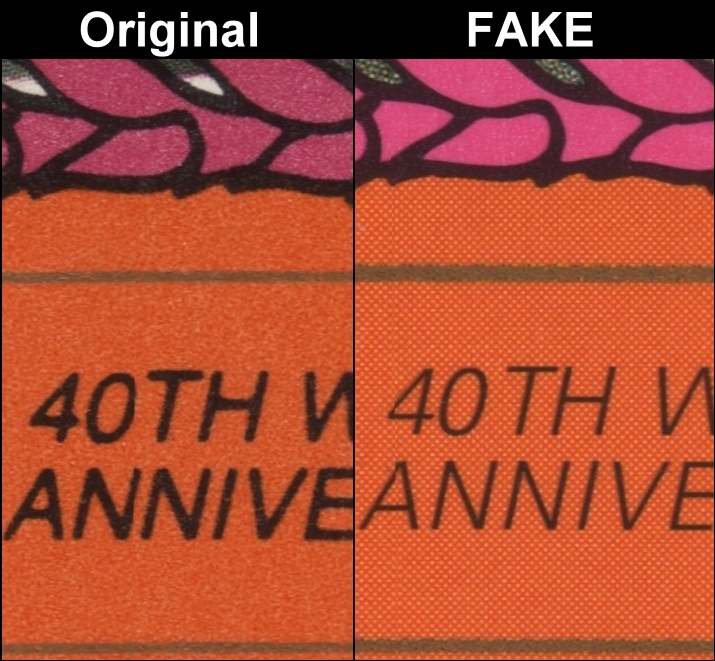 1987 40th Wedding Anniversary of Queen Elizabeth Fake with Original Souvenir Sheet Font, Screen and Color Comparison