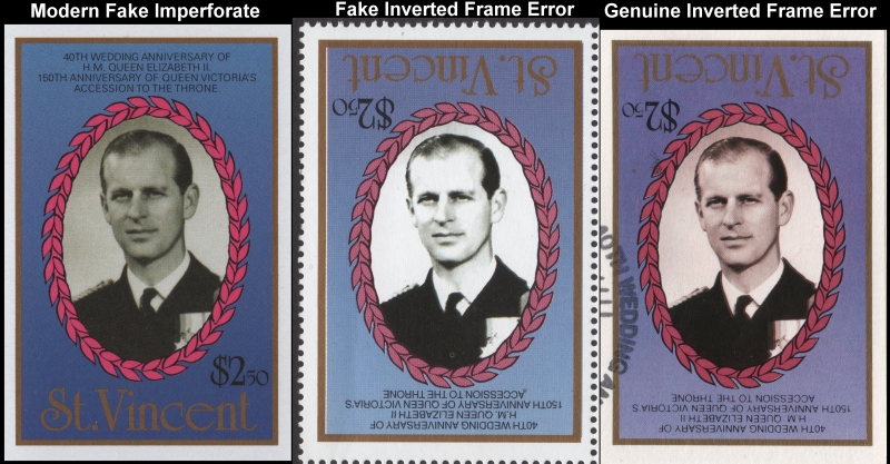 1987 Royal Ruby Wedding Forgeries Compared with Original Genuine Stamp