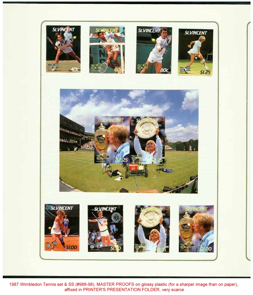 1987 International Lawn Tennis Players Master Proof Stamps