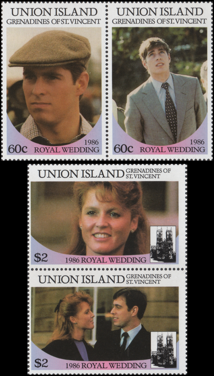 Union Island 1986 Royal Wedding Forgery Set