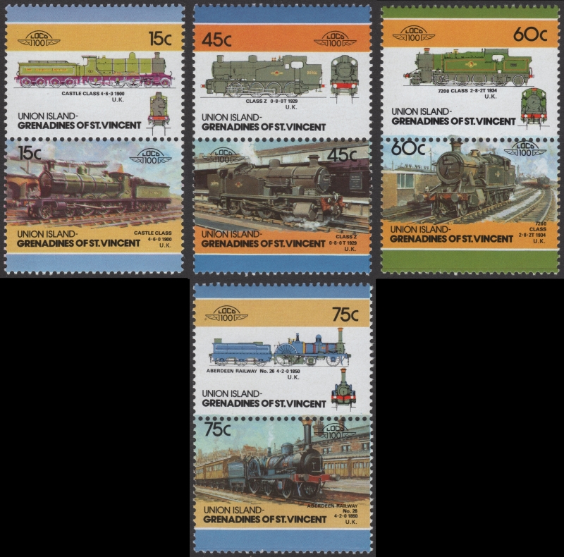 Saint Vincent Union Island 1986 Leaders of the World Locomotives 5th Series Forgery Set