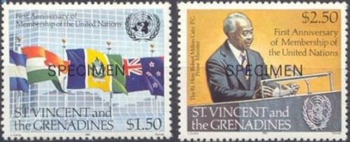 1981 U.N. Membership Anniversary Specimen stamps