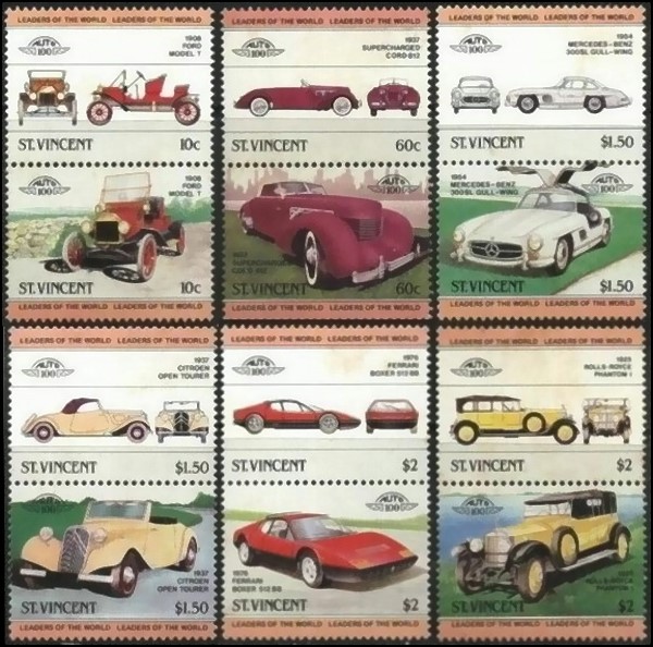 1983 Leaders of the World 1st Series Automobiles Stamps