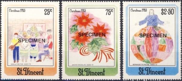 1985 Christmas Childrens Paintings Specimen Stamps