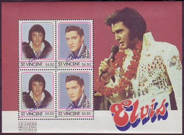 1985 Leaders of the World Elvis Presley Souvenir Sheet