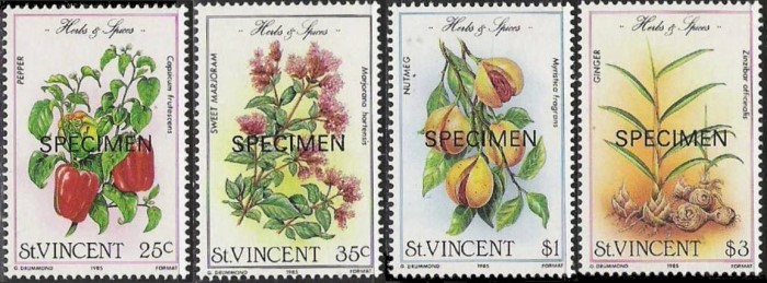 1985 Herbs and Spices Specimen Stamps