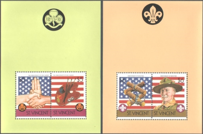 1986 75th Anniversary of Girl Guides Movement and Boy Scouts of America Souvenir Sheets