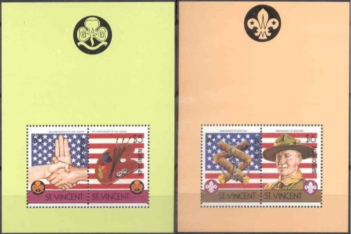 1986 75th Anniversary of Girl Guides Movement and Boy Scouts of America Specimen Stamps