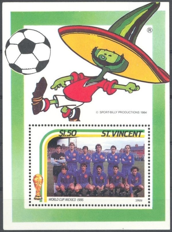 1986 World Cup Soccer Championship in Mexico $1.50 Souvenir Sheet