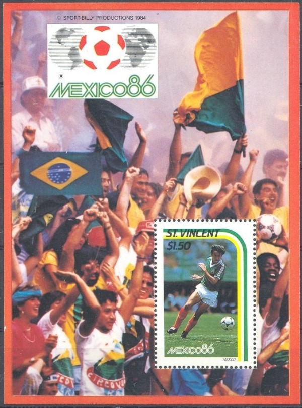 1986 World Cup Soccer Championship in Mexico $1.50 Souvenir Sheet