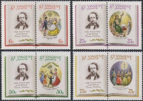 1987 Christmas, 175th Birth Anniversary of Charles Dickens Stamps