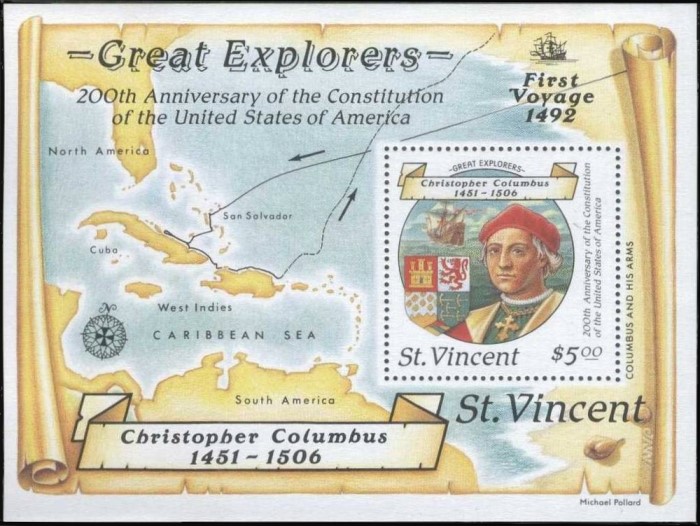 1988 Columbus Discovery of America 2nd Series Souvenir Sheet