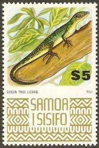 1972-6 Definitive $5 Green Tree Lizard Stamp