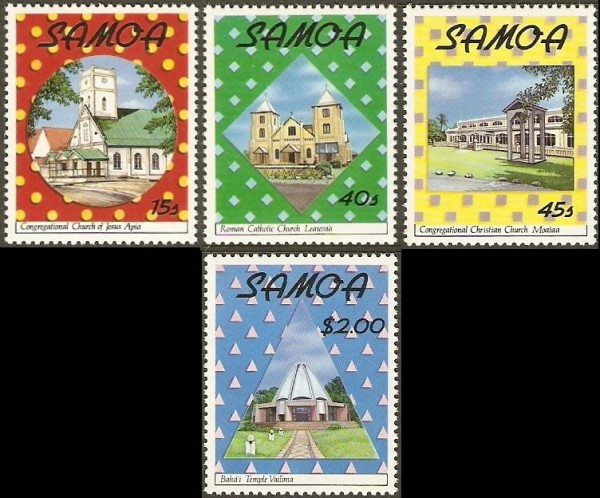 1988 Christmas, Samoan Churches Stamps