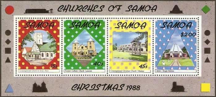 1988 Christmas, Samoan Churches Souvenir Sheet