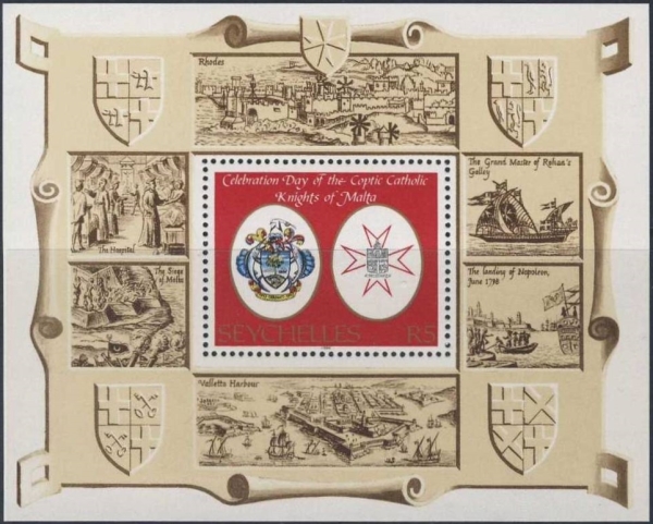 1986 Seychelles Knights of Malta Souvenir Sheet