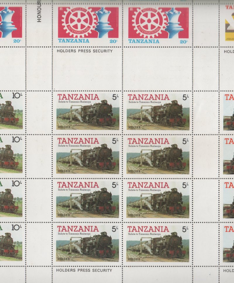 Tanzania 1985 Locomotives Original print 5L Stamp Sheetlet