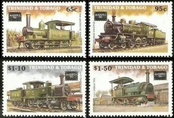 1986 AMERIPEX '86 International Stamp Exhibition, Trinidad Railway Locomotives Stamps
