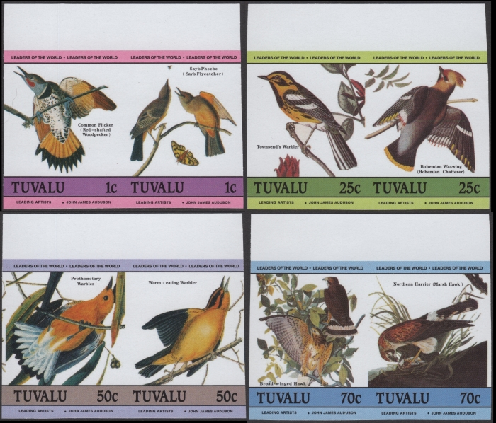 Tuvalu 1985 Audubon Birds Imperforate Forgery Set