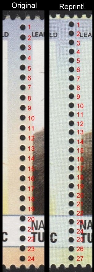 The Unauthorized Reprint Nanumea 1985 Cats Perforation Comparison